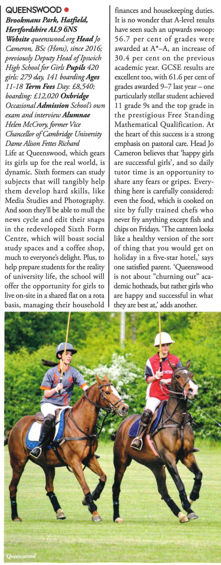 Glowing Review in Tatler Schools Guide 2022 Queenswood